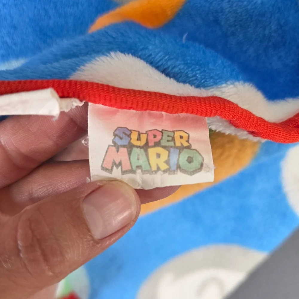 Super Mario Bros Fleece Throw Blanket Blue Boo Mushroom Fire Flower